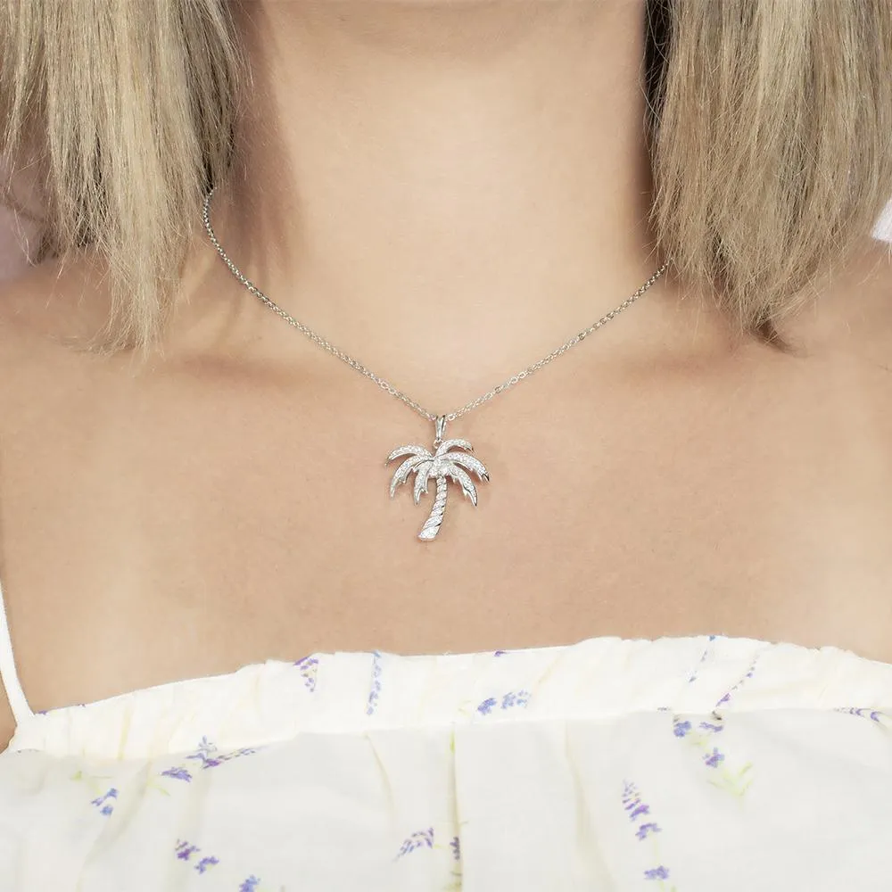 Pavé Queen Palm Tree Pendant