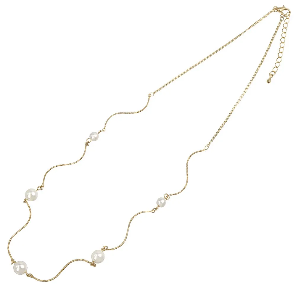 Pearl Wavy Long Necklace