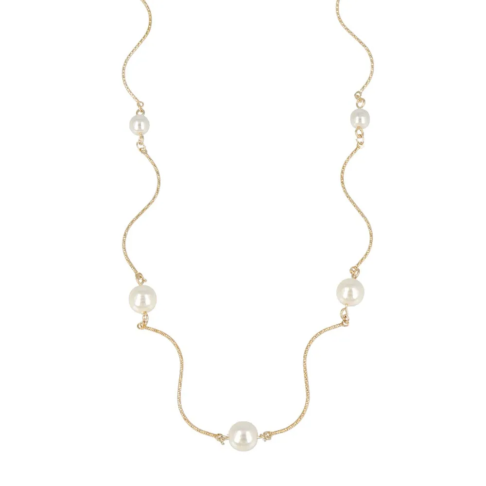 Pearl Wavy Long Necklace