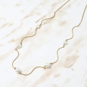 Pearl Wavy Long Necklace