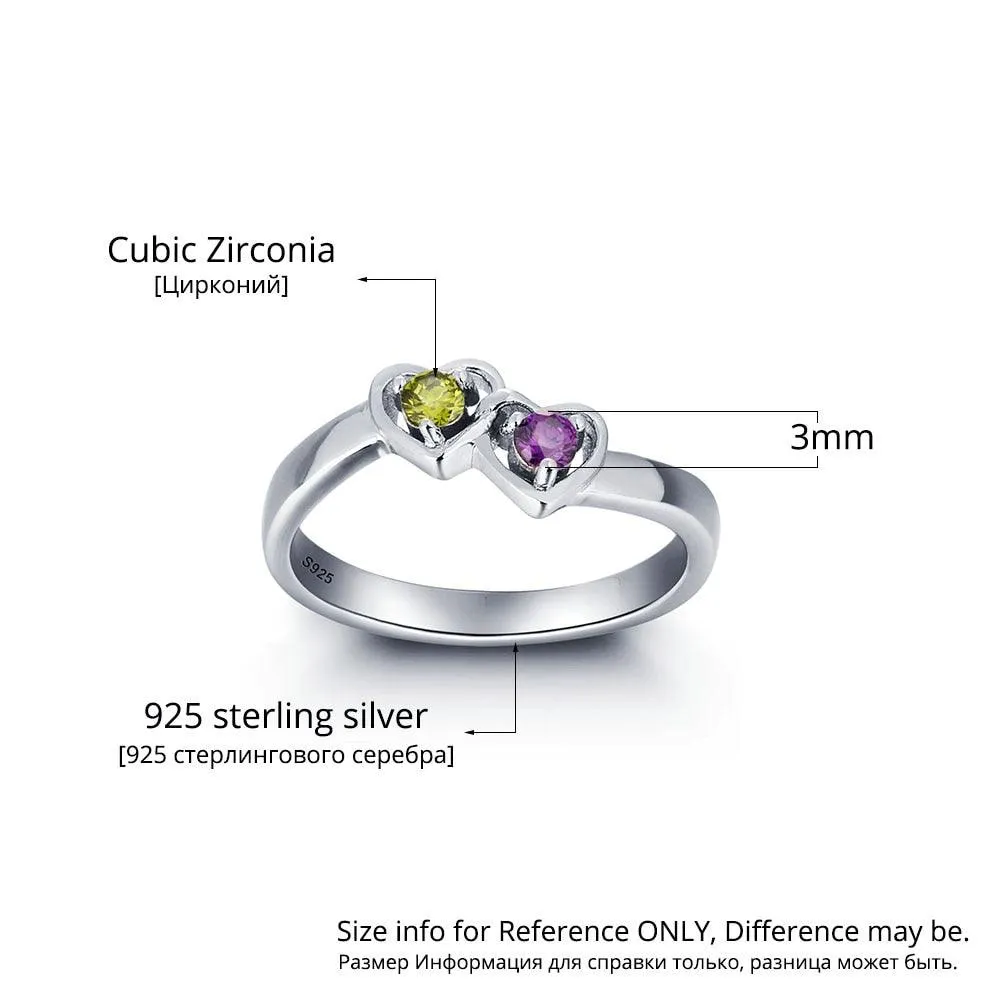 Personalized 925 Sterling Silver Rings with Custom Cubic Zirconia Birthstone, Fashion Jewelry Gift