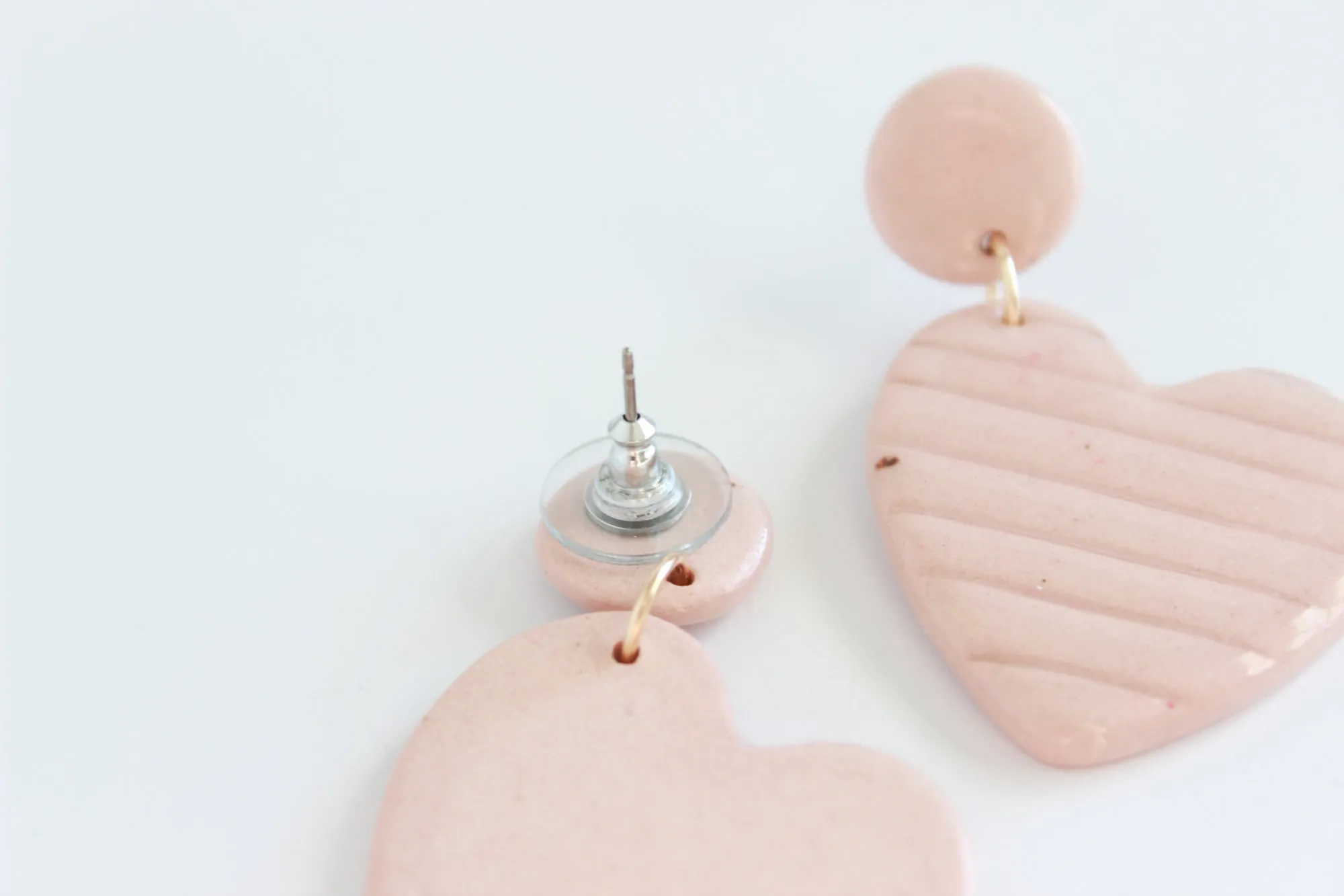 Pink Sideways Heart Statement Earrings