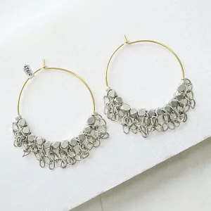 Pyrite Hoop with Jumbled Chains Earrings