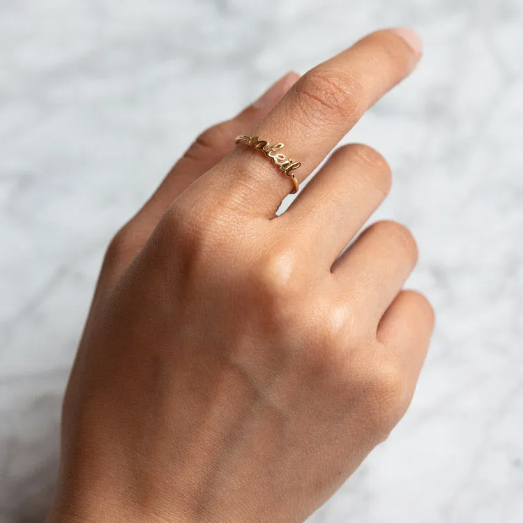 "Say My Name" 14K Custom Cursive Letter Ring