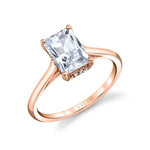 Radiant Cut Solitaire Hidden Halo Engagement Ring - Carter 18k Gold Rose