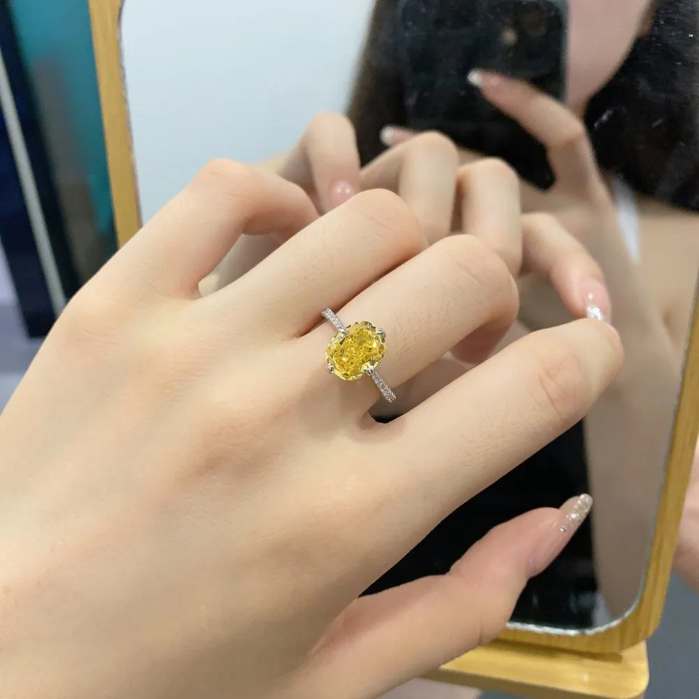 Radiant Cut Yellow Ring