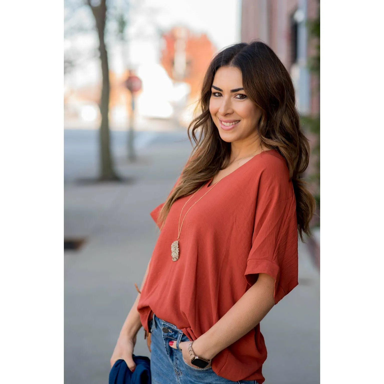 Relaxed V-Neck Blouse