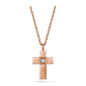 Rosaleigh Large Diamond Cross Necklace | Rose Gold