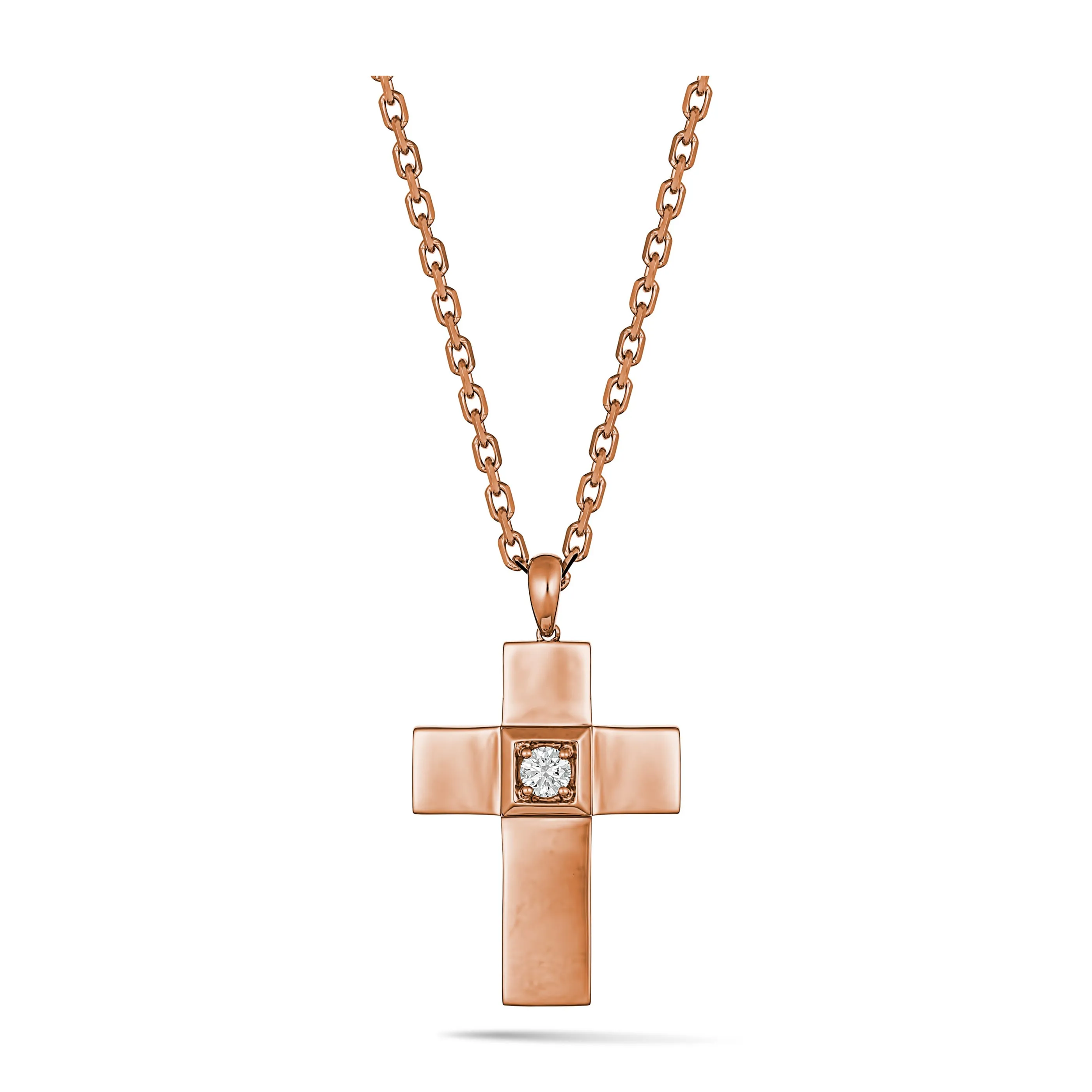 Rosaleigh Large Diamond Cross Necklace | Rose Gold