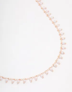 Rose Gold Plated Boho Pearl Drop Necklace