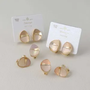 Round Bicolor Clip On Earrings