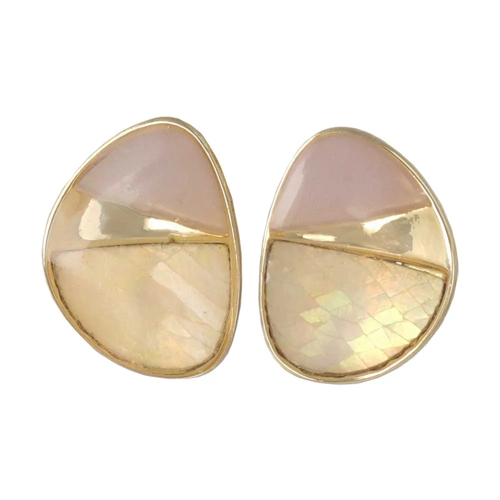 Round Bicolor Clip On Earrings