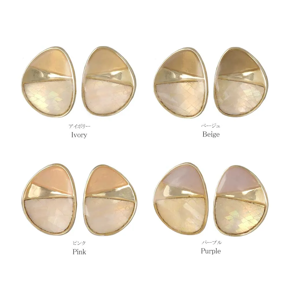 Round Bicolor Clip On Earrings