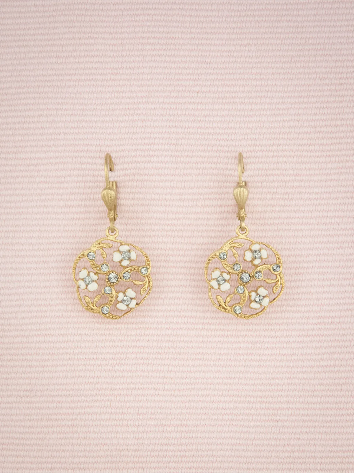 Round Floral Enamel Earrings