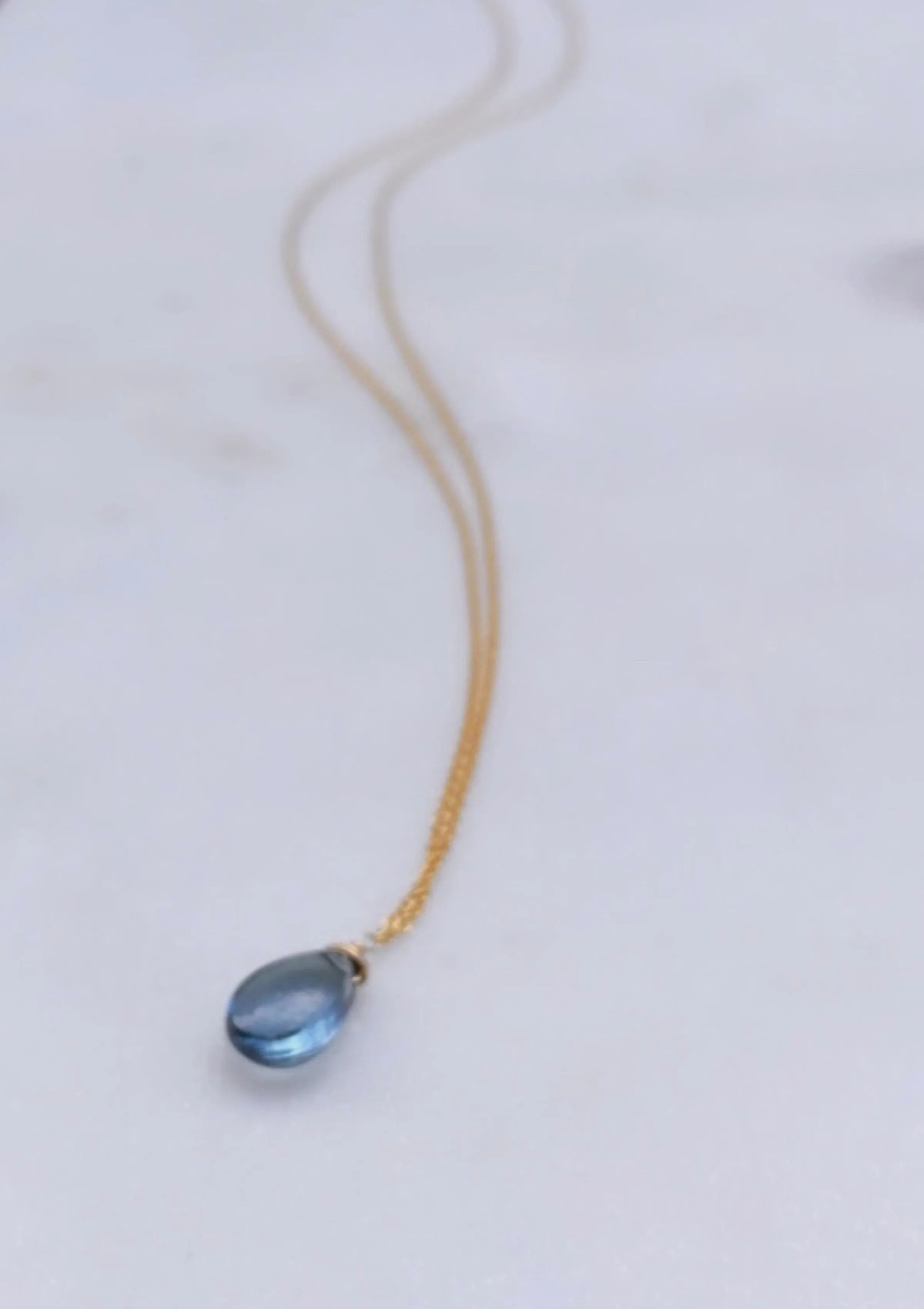 Siberian Blue Quartz Drop Necklace