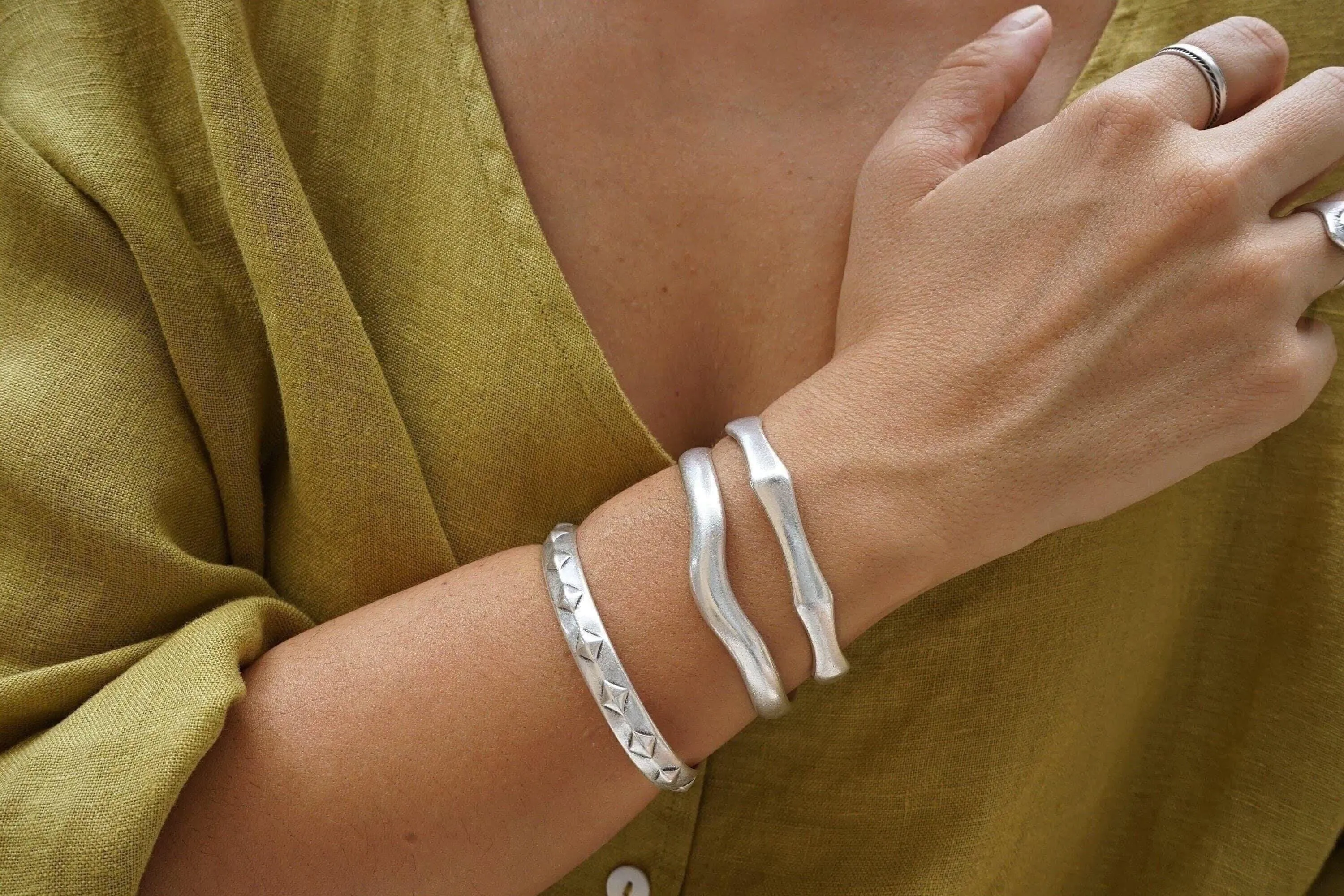 Silver Bold Irregular Shape Cuff