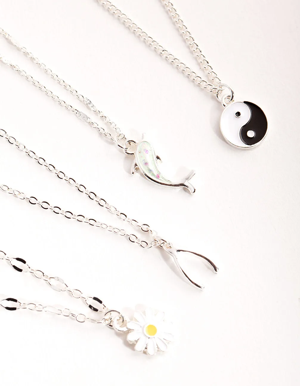 Silver Dolphin Mixed Charm Necklace