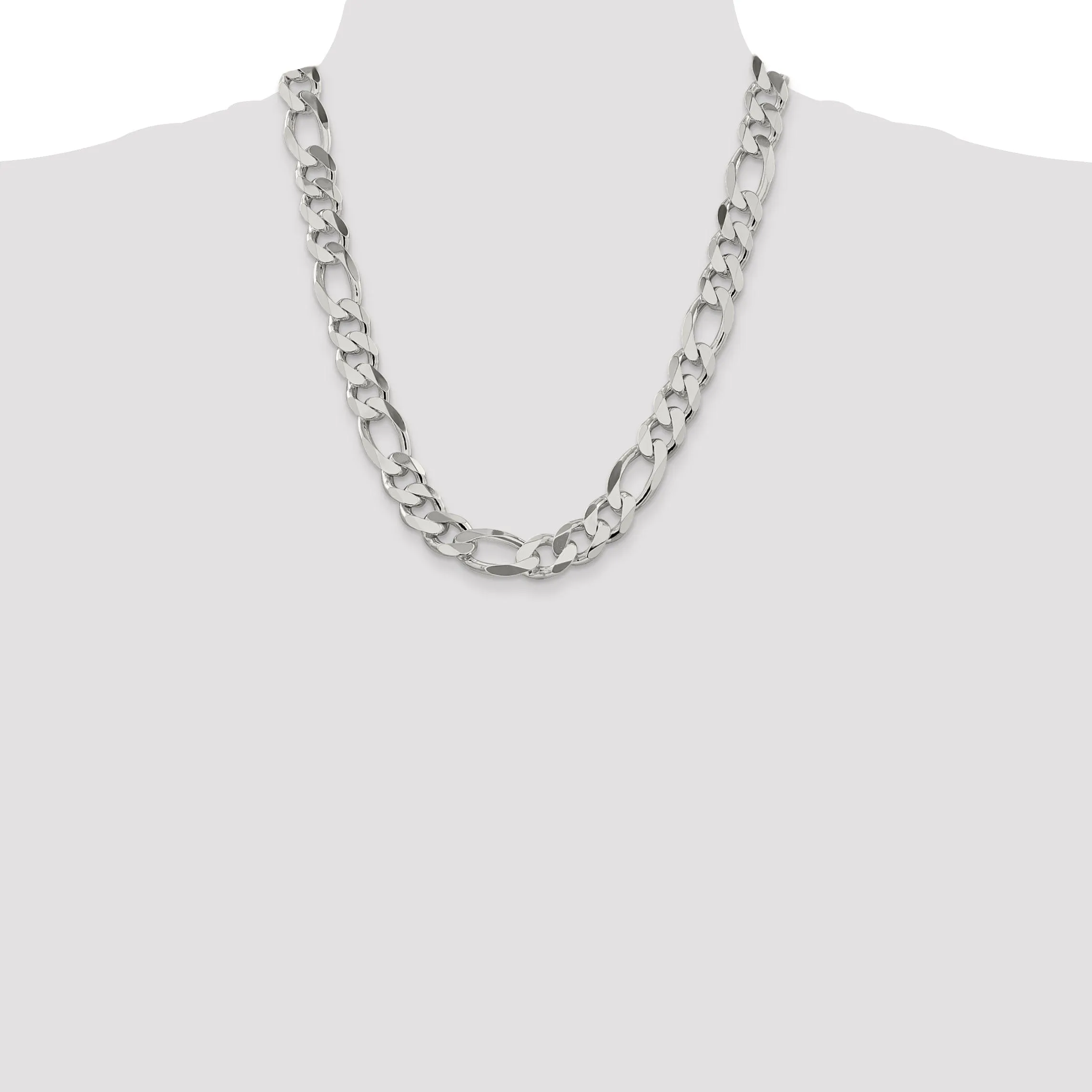 Silver Polished 12.75-mm Solid Figaro Chain