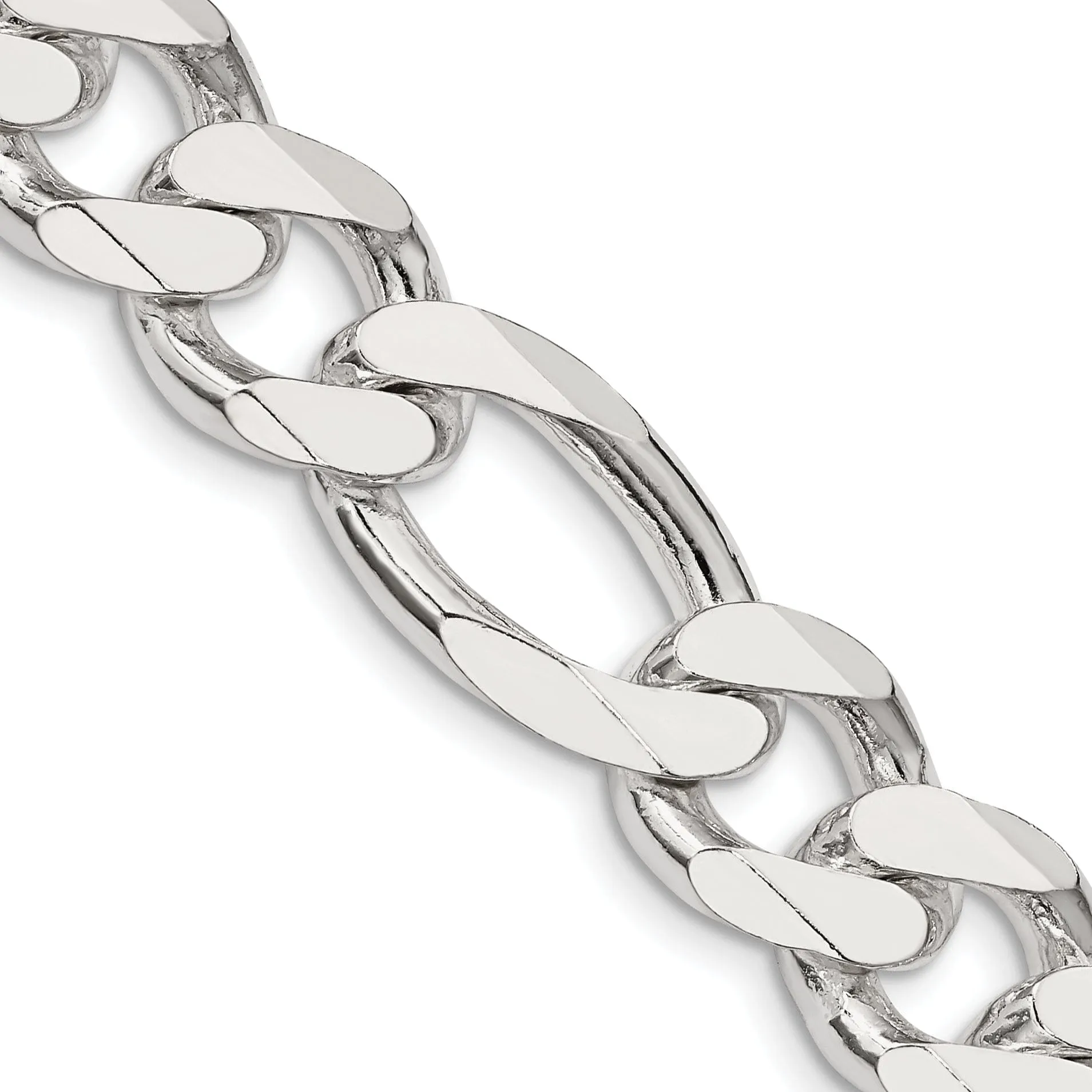 Silver Polished 12.75-mm Solid Figaro Chain