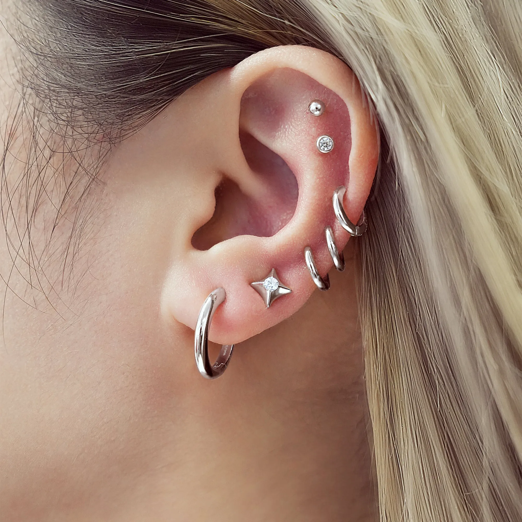 Silver Tube Small Huggie Hoop Earrings