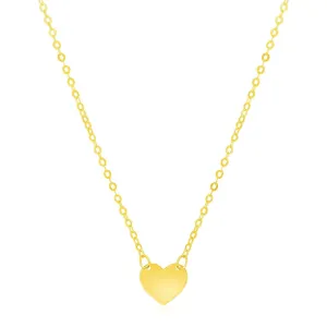 Size: 18'' - 14k Yellow Gold Polished Mini Heart Necklace