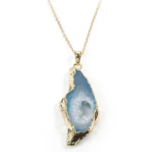 Sliced Blue Agate Necklace