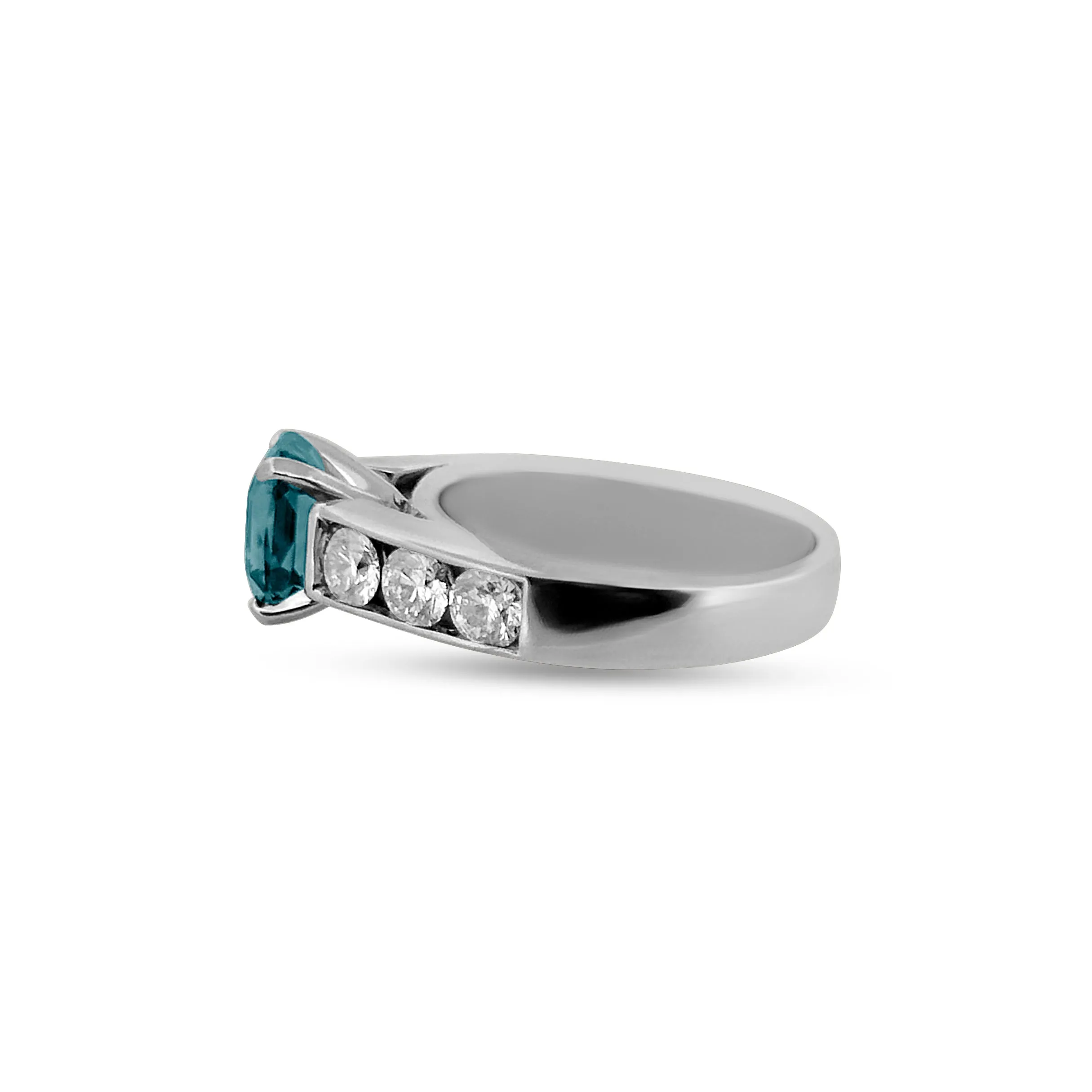 Sold! 2.50 Carats Radiant Cut Teal Sapphire and Diamond Ring