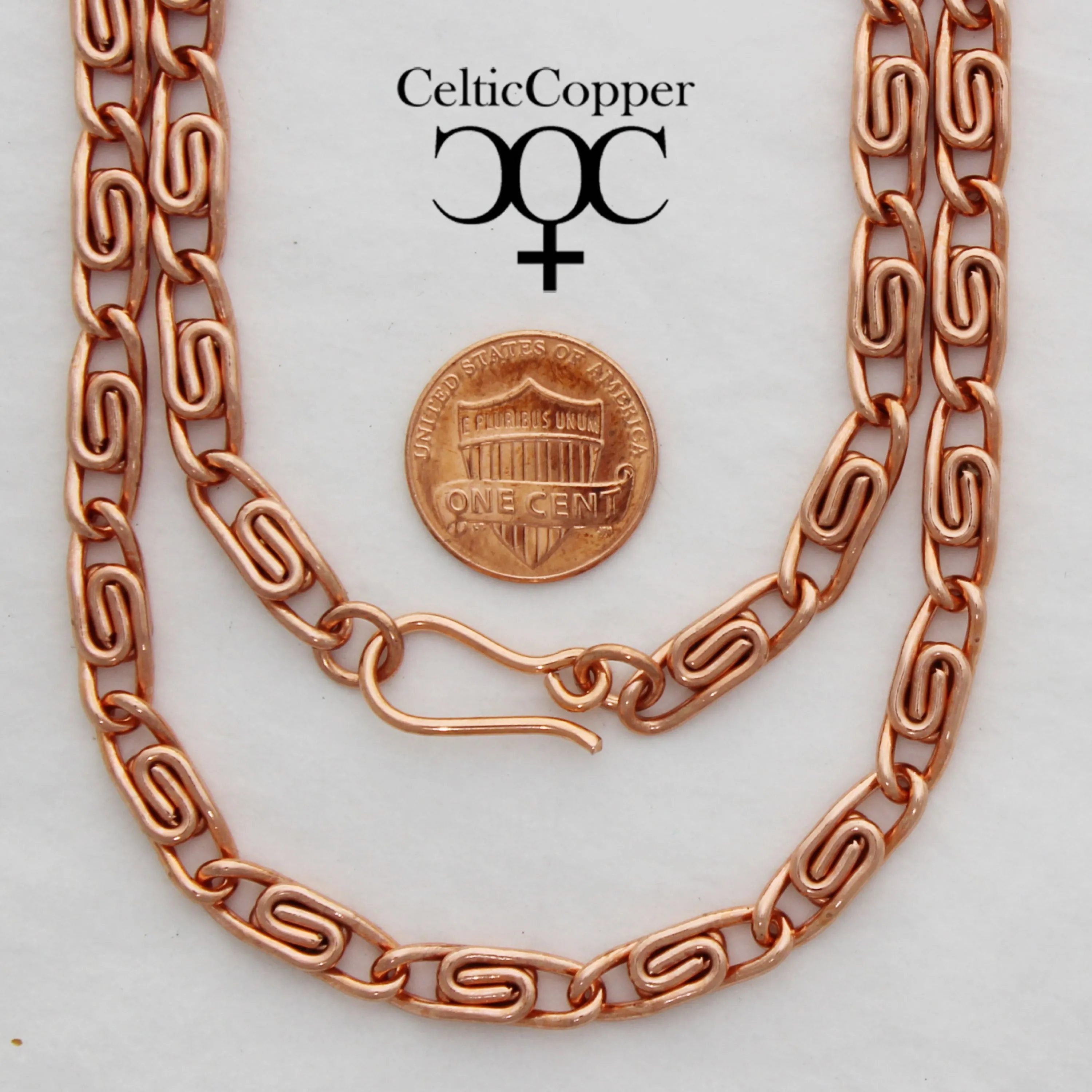 Solid Copper Celtic Scroll Necklace Chain NC66 Medium 5mm Copper Scroll Chain Necklace 20 Inch Relaxed Fit Chain