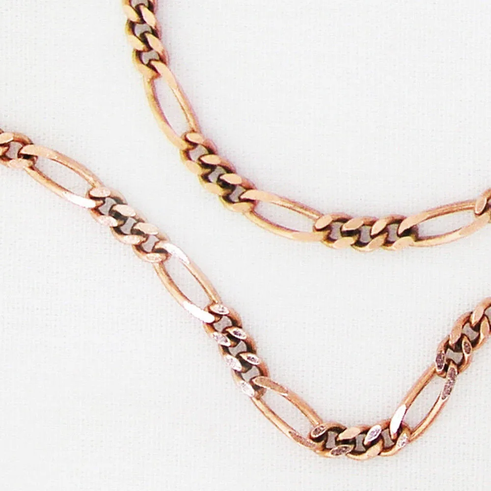 Solid Copper Figaro Necklace Chain NC41 Fine Italian Style 4mm Figaro Chain Necklace 20 Inch Relaxed Fit Chain