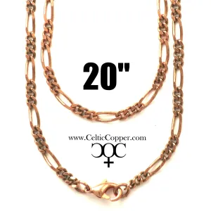 Solid Copper Figaro Necklace Chain NC41 Fine Italian Style 4mm Figaro Chain Necklace 20 Inch Relaxed Fit Chain