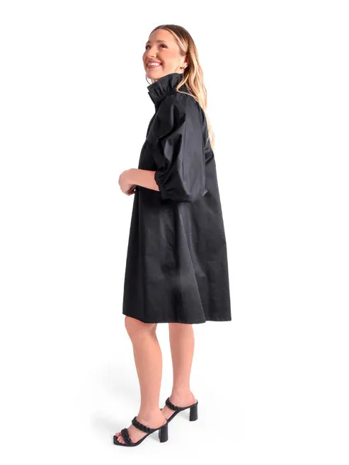 Stella Dress (Black Cotton Poplin)