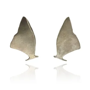 Sterling Silver Butterfly Wing Stud Earrings