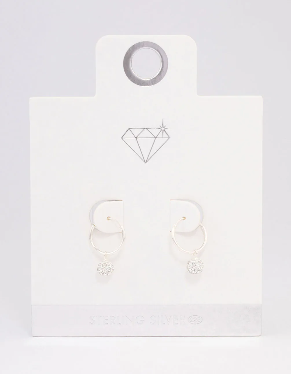 Sterling Silver Crystal Hoop Earrings 12mm