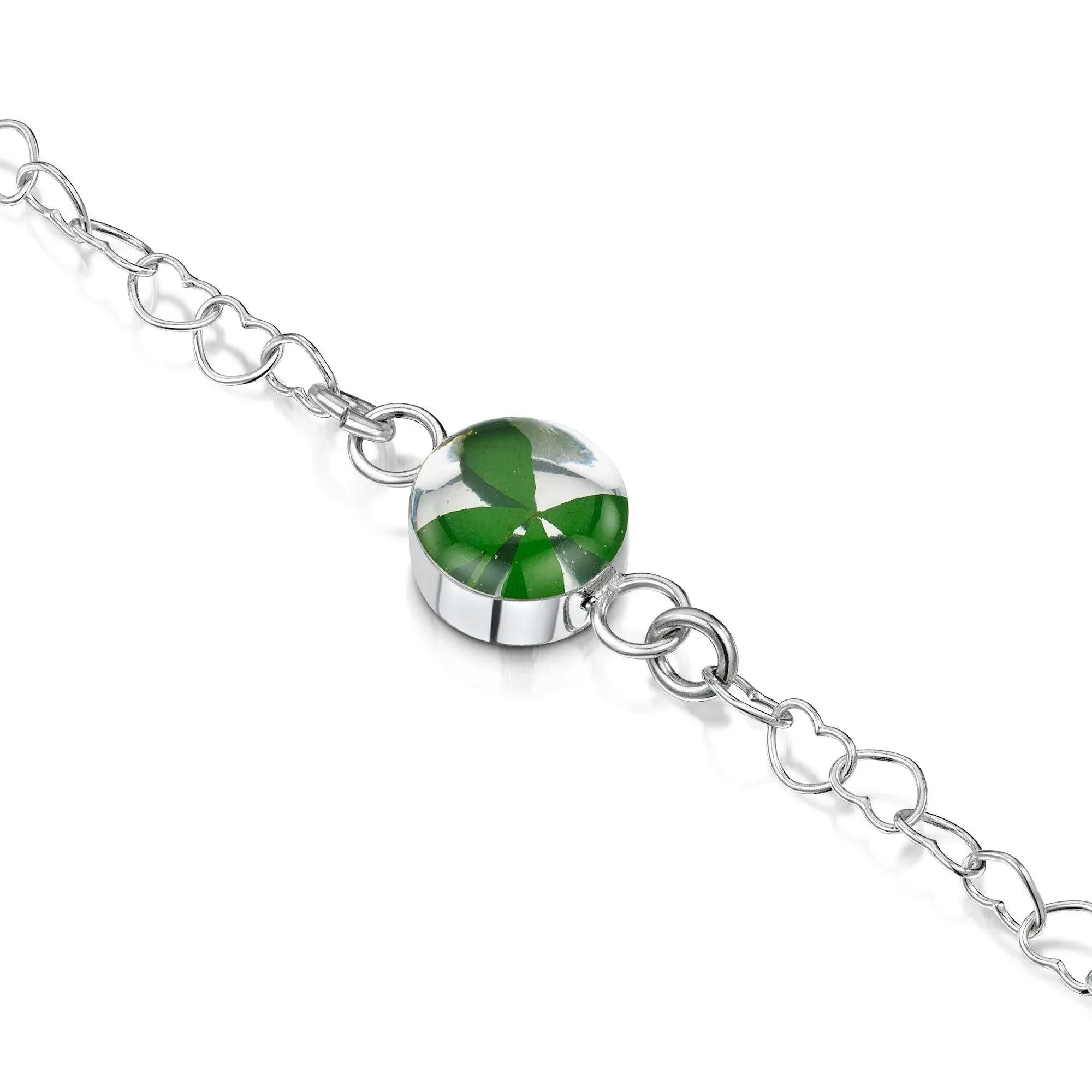 Sterling Silver Four-Leaf Clover Bracelet | Real Flower Jewelry by Shrieking Violet®