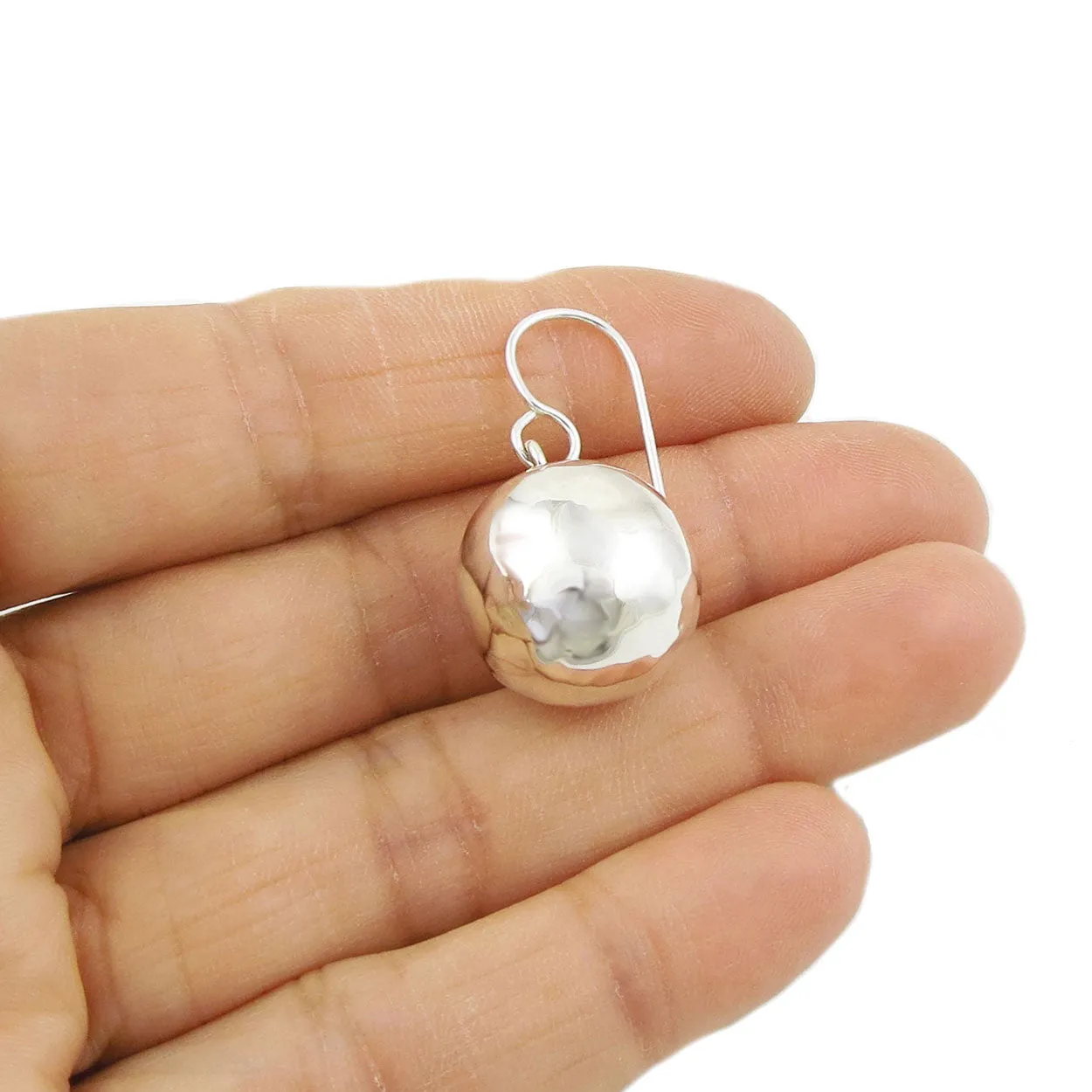 Sterling Silver Hammered Ball Earrings