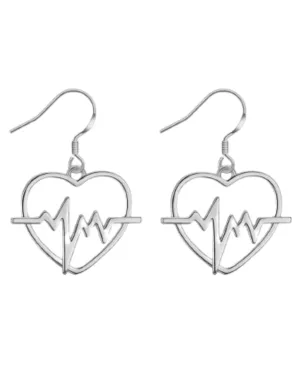 Sterling Silver Heart Beat EKG Earrings