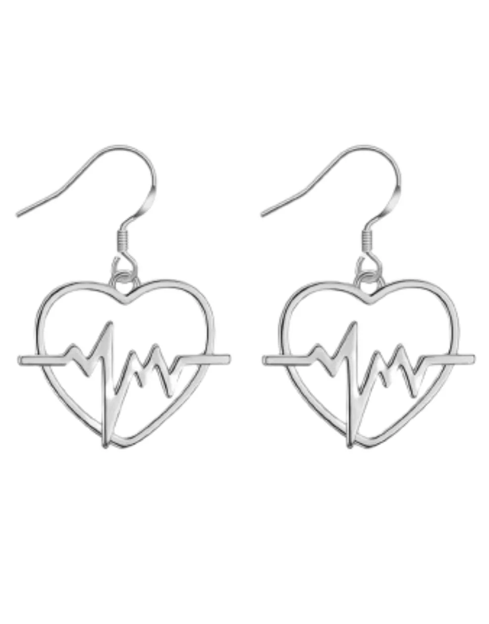 Sterling Silver Heart Beat EKG Earrings