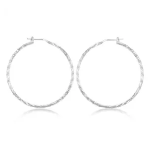 Sterling Silver Twisted 40mm Hoop Earrings