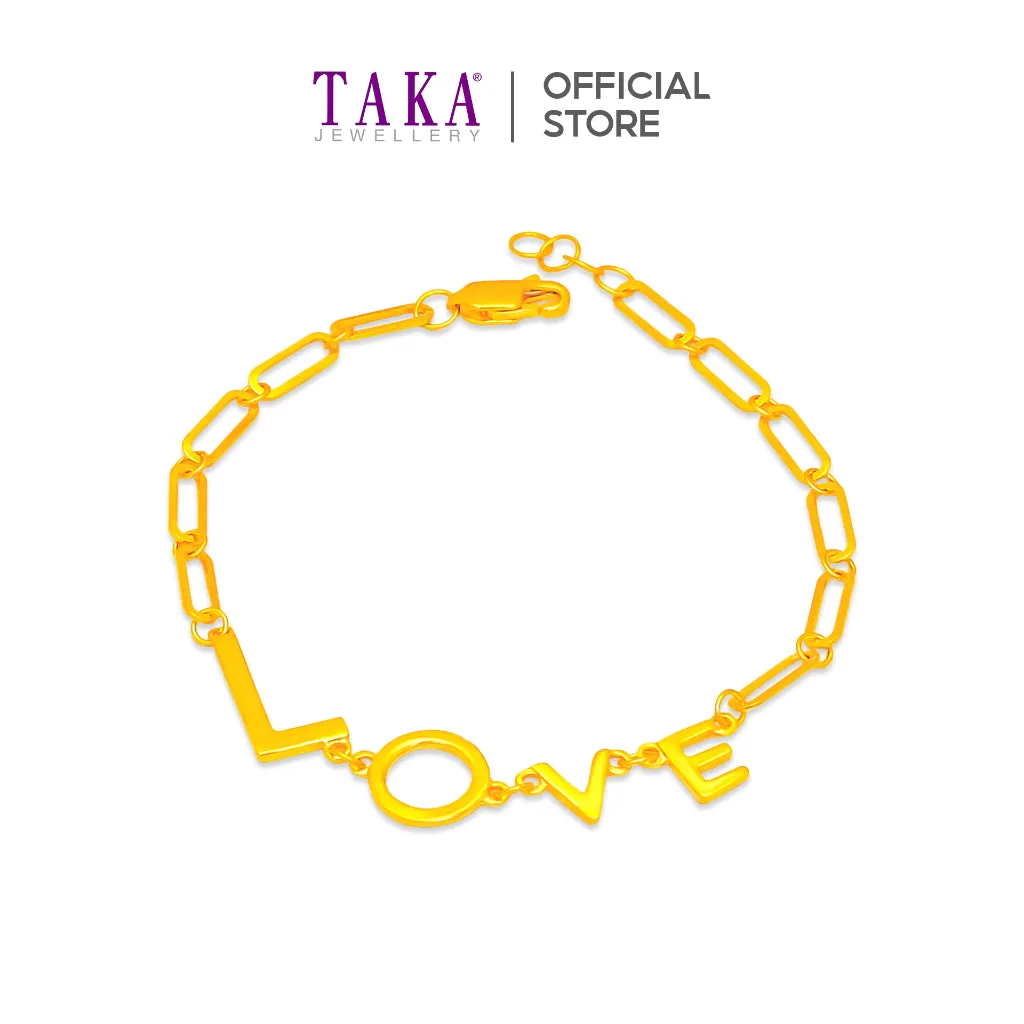 TAKA Jewellery 916 Gold Bracelet Bold LOVE Letter