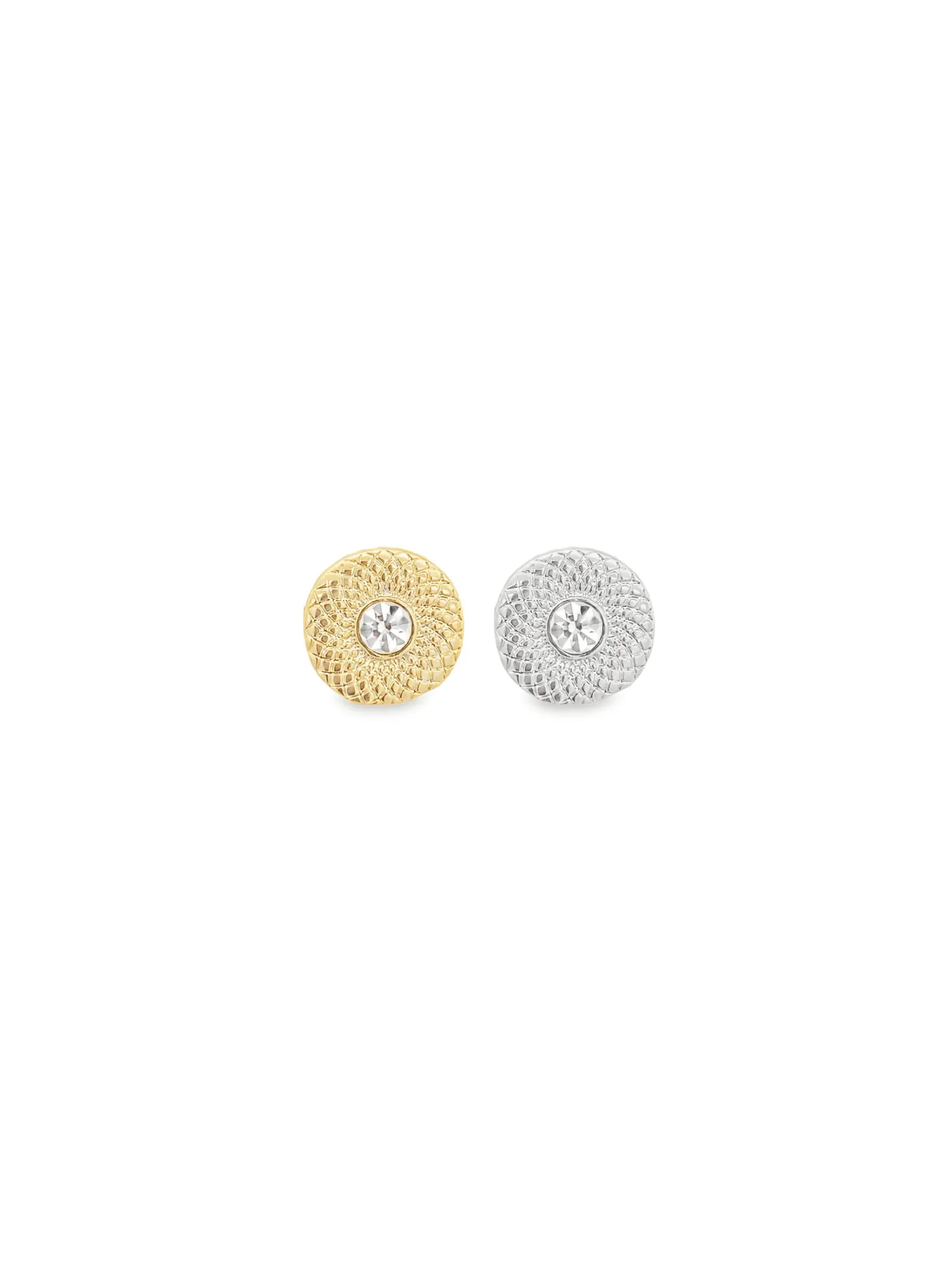 Textured CZ Gemstone Clip On Earrings