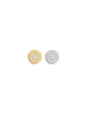 Textured CZ Gemstone Clip On Earrings