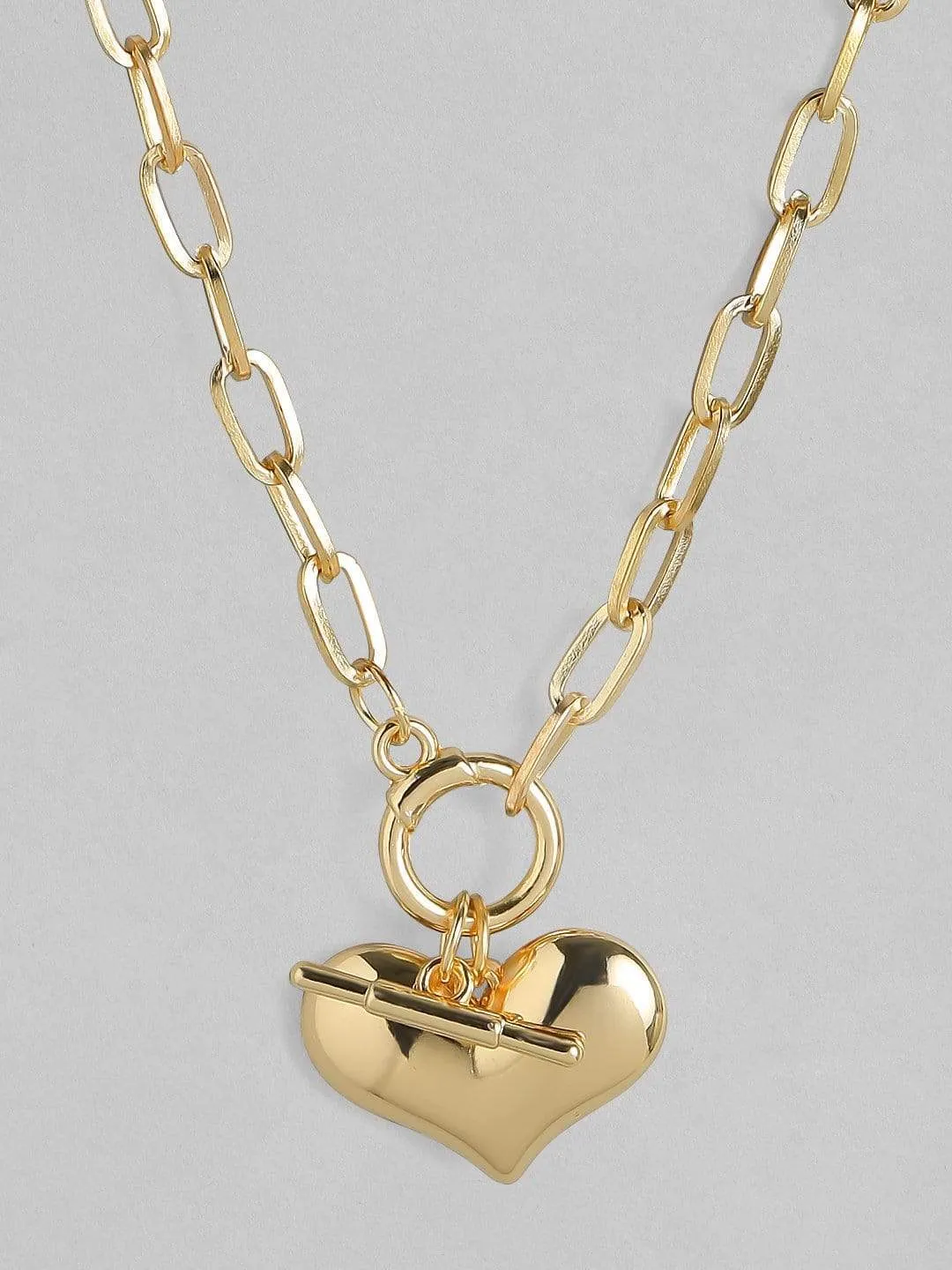 TOKYO TALKIES X Rubans Gold Plated Handcrafted Heart Shape Interlinked  Chain Necklace