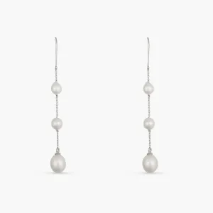 Trinity Pearl Silver Drop Earrings