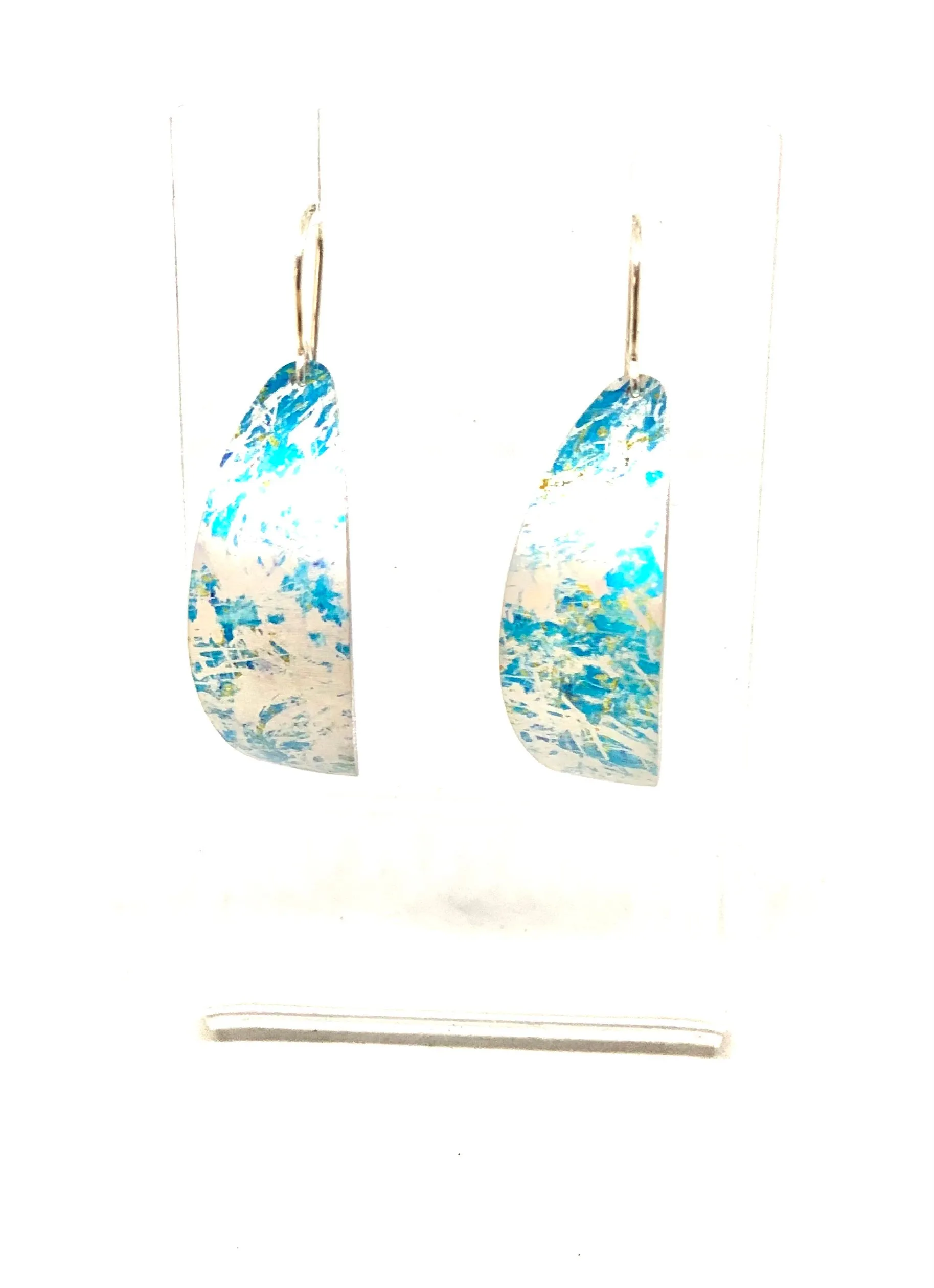 Turquoise | Curved | Blue | Coloured Aluminium Earrings