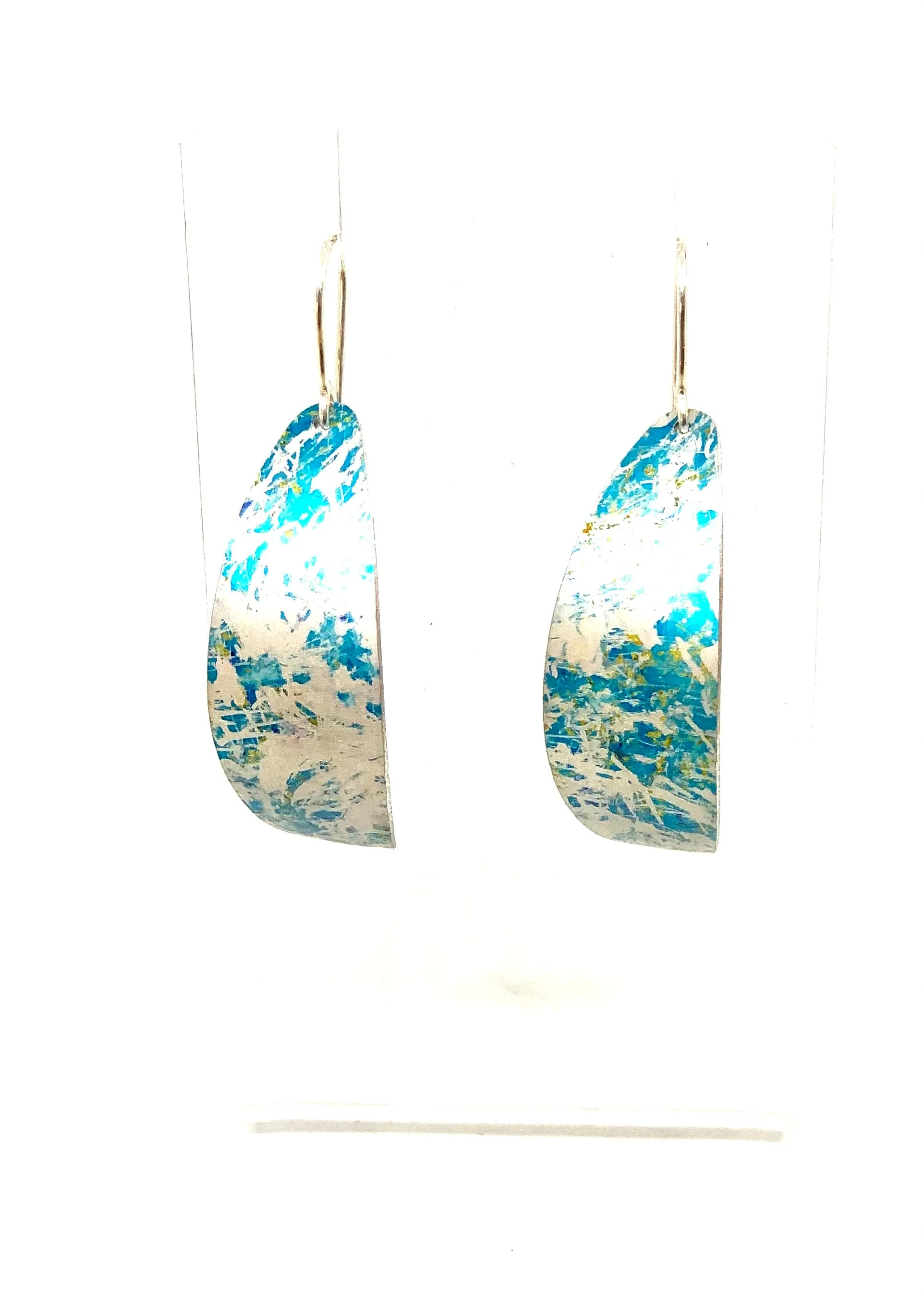 Turquoise | Curved | Blue | Coloured Aluminium Earrings