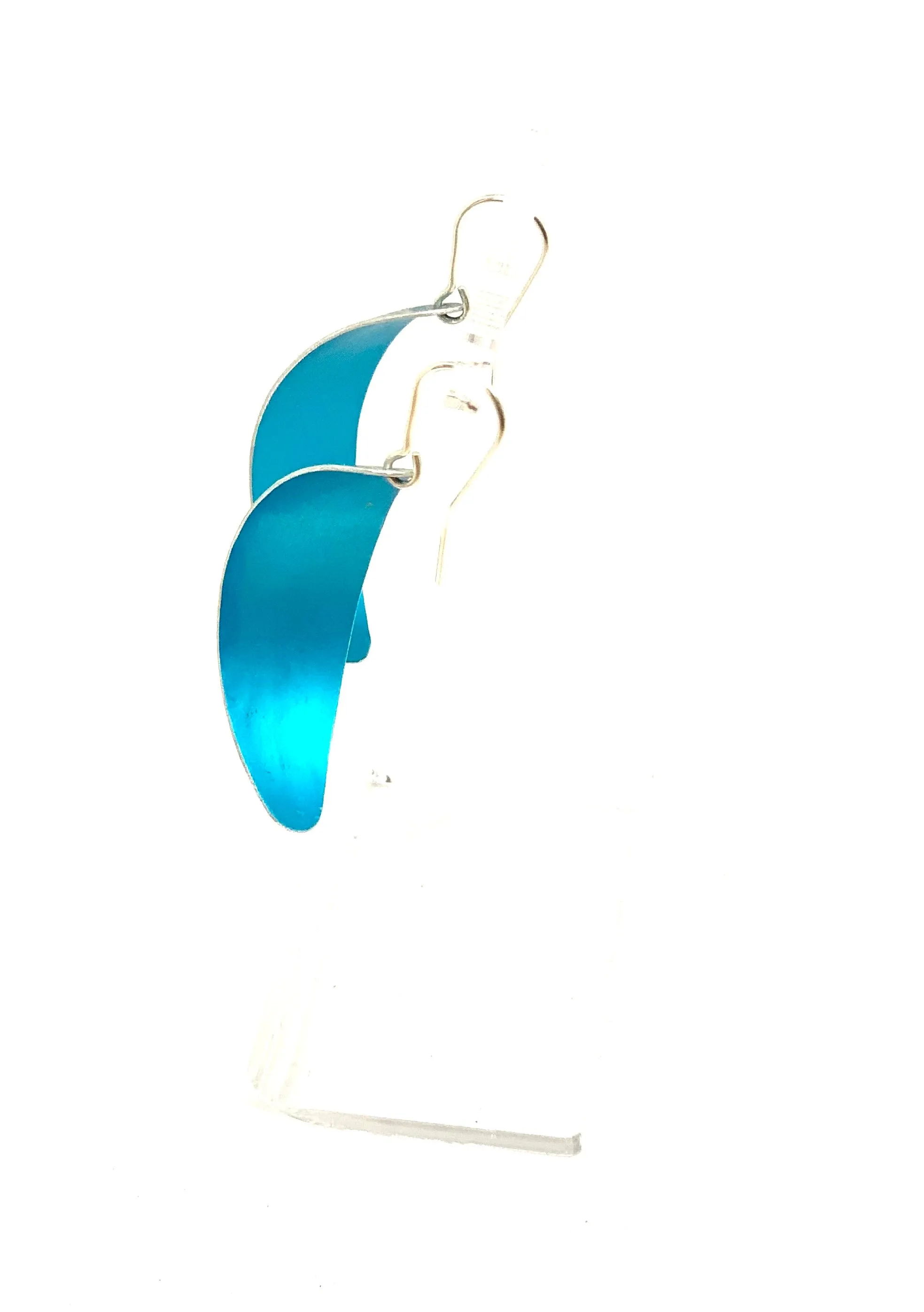 Turquoise | Curved | Blue | Coloured Aluminium Earrings