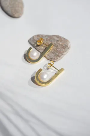 U Pearl Earrings - Gold Plated