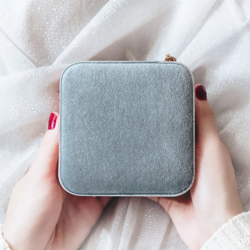 Velvet Jewelry Box with Birth Flower