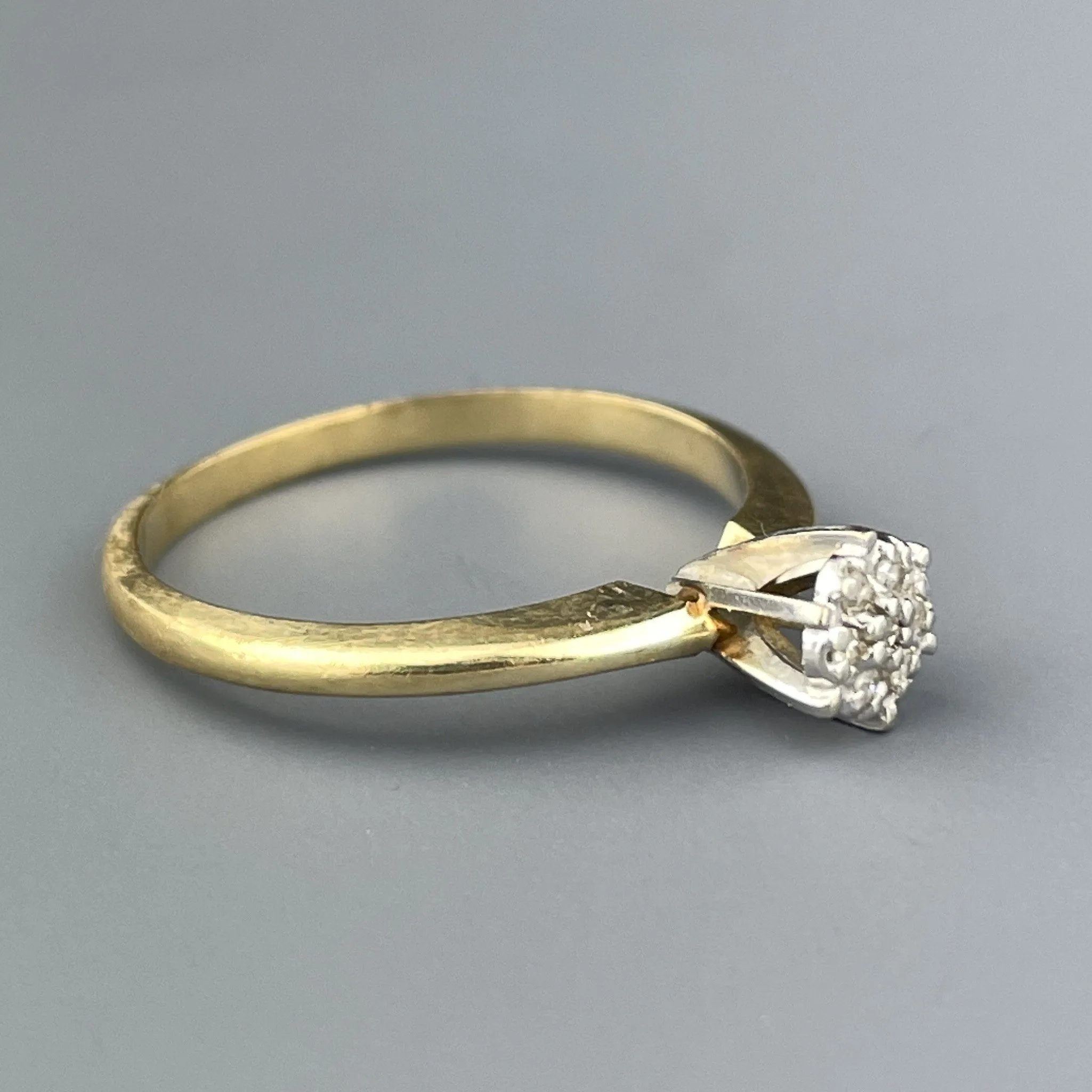 Vintage Art Deco Style 10K Gold Diamond Cluster Engagement Ring, Sz 6.5