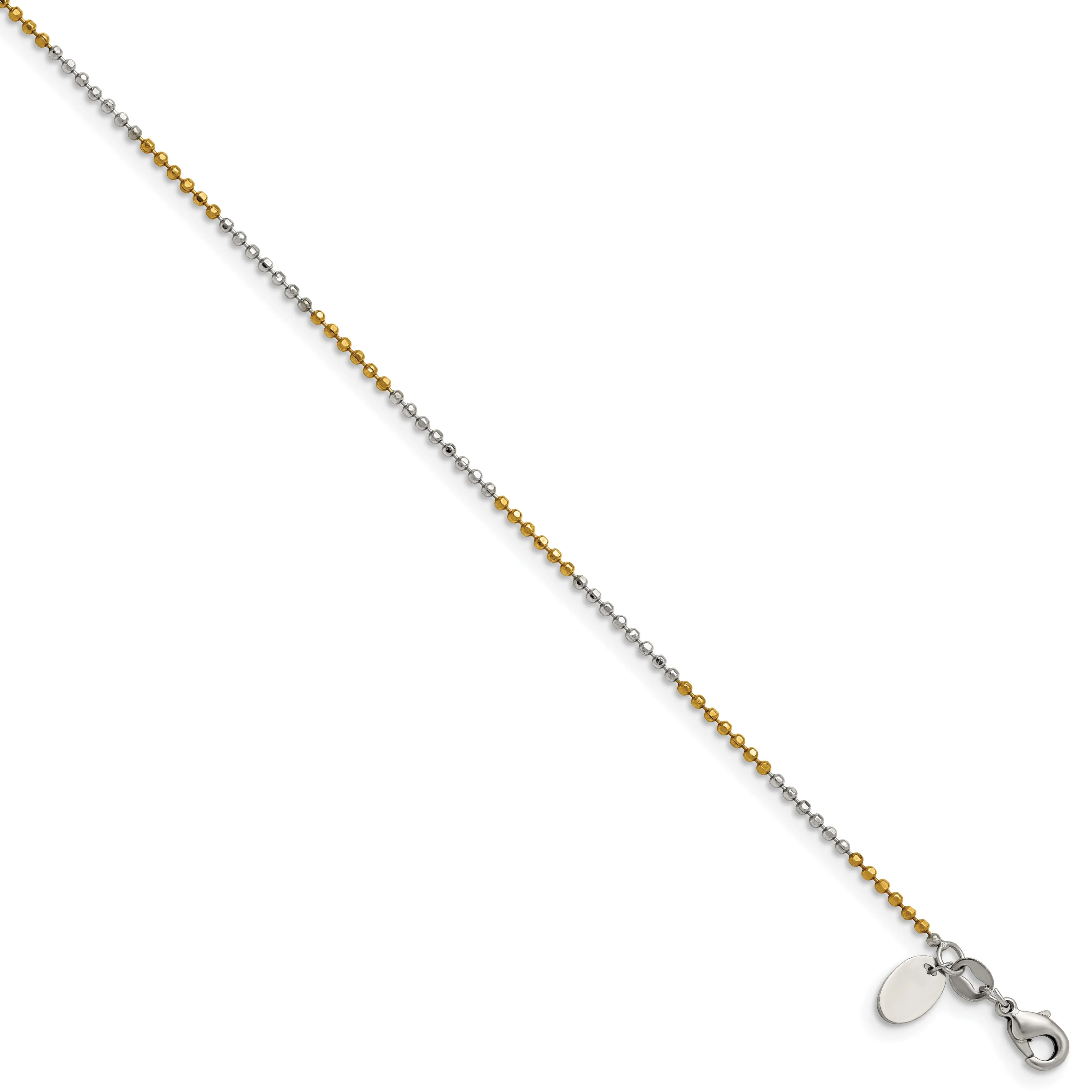 White Yellow Rhodium Brass Plated Beaded Chain